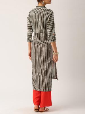 grey cotton kurta palazzo set - 15030402 - Standard Image - 3
