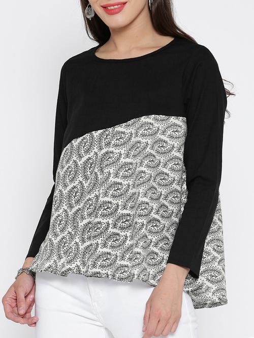 black printed cotton top - 15030423 - Standard Image - 1