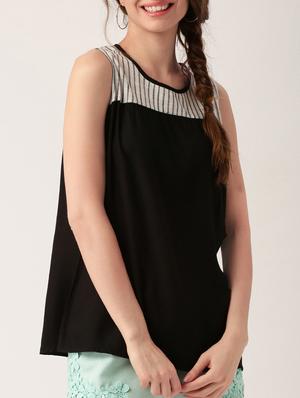 black striped rayon top - 15030430 - Standard Image - 1