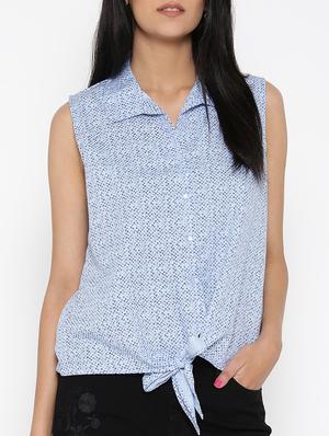 blue printed cotton top - 15030440 - Standard Image - 1