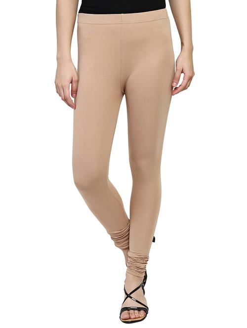 beige solid leggings - 15030594 - Standard Image - 1