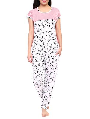 white printed nightwear pajama set - 15030639 - Standard Image - 1