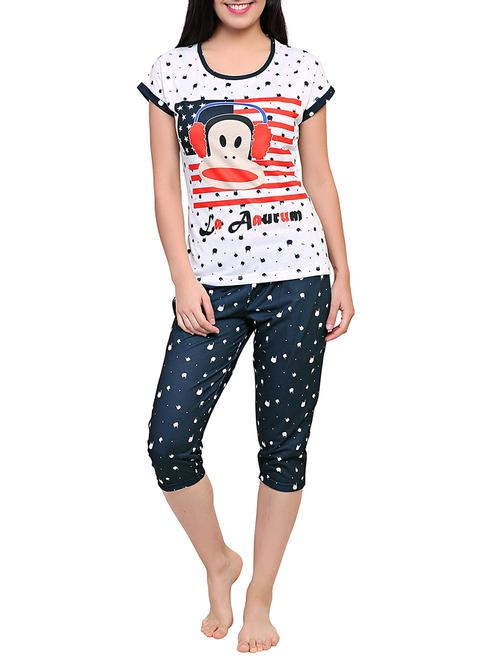 multicolored printed capri nightwear set - 15030650 - Standard Image - 1