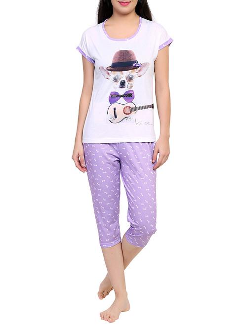 multicolored printed capri nightwear set - 15030651 - Standard Image - 1