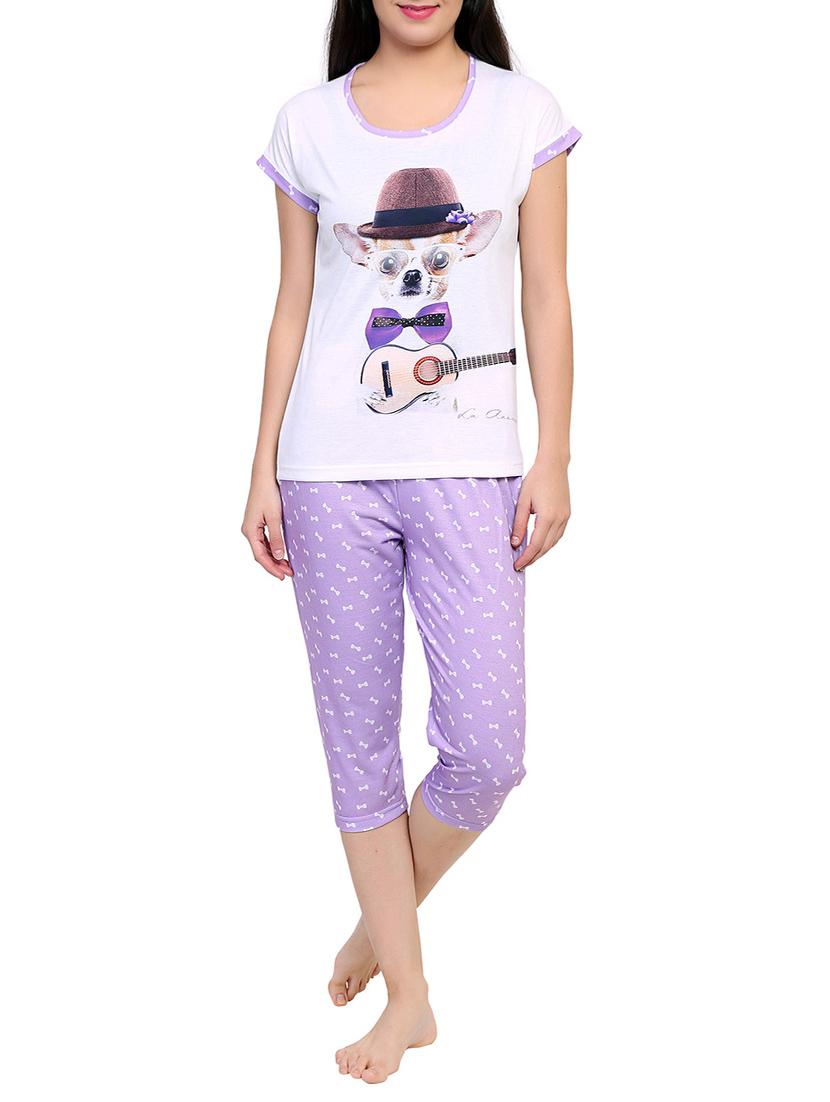 multicolored printed capri nightwear set - 15030651 - Zoom Image - 1