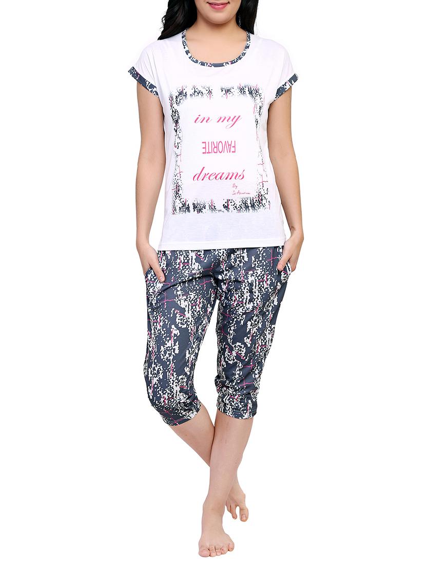 multicolored printed capri nightwear set - 15030653 - Zoom Image - 1