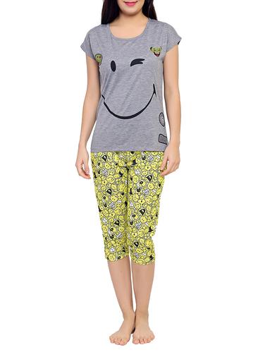 multicolored printed capri nightwear set - 15030657 - Very Small Image - 1