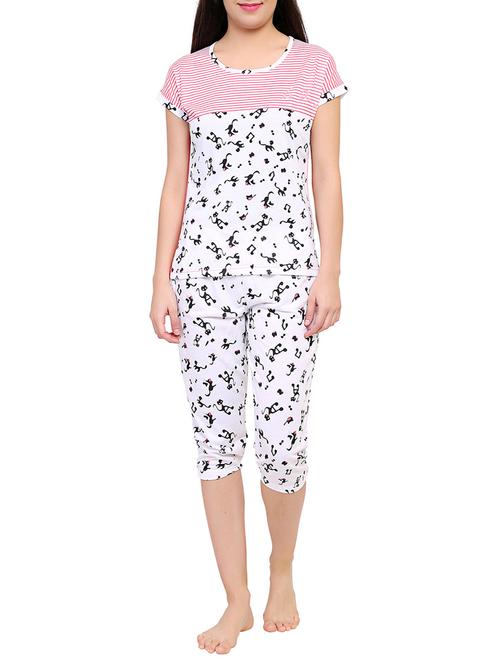multicolored printed capri nightwear set - 15030658 - Standard Image - 1