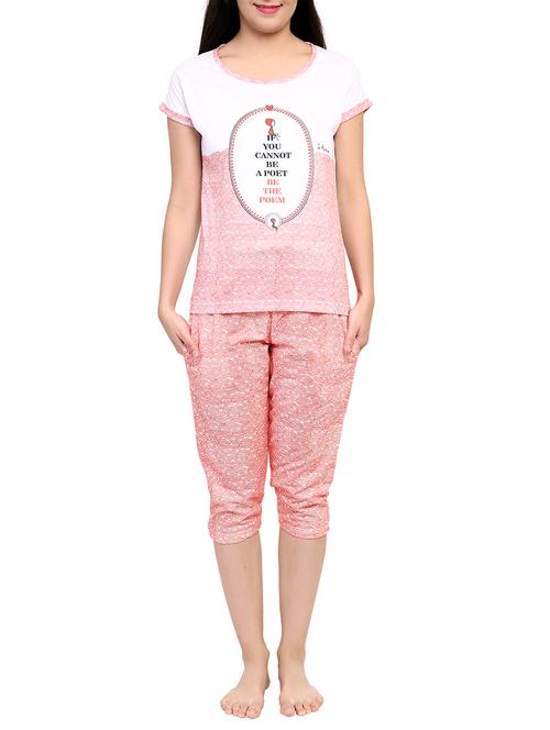 Orange printed capri nightwear set - 15030661 - Standard Image - 1