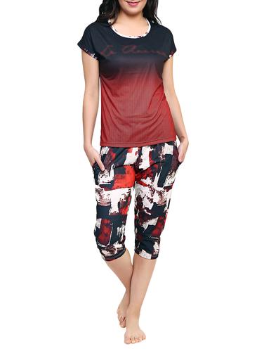 multicolored printed capri nightwear set - 15030663 - Very Small Image - 1