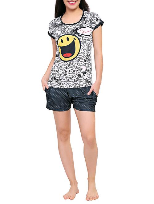 multicolored printed nightwear shorts set - 15030671 - Standard Image - 1