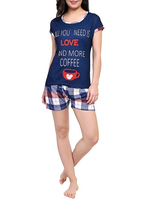 multicolored printed nightwear shorts set - 15030673 - Standard Image - 1