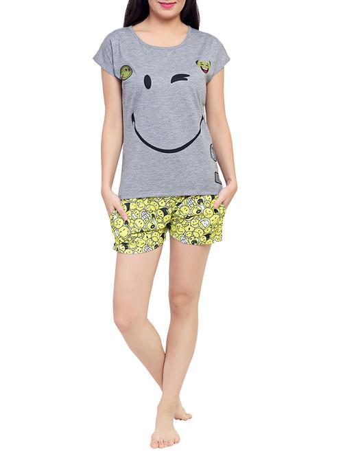 multicolored printed nightwear shorts set - 15030676 - Standard Image - 1
