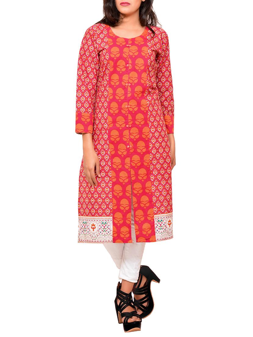 resha pink cotton straight kurta