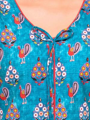 resha blue cotton straight kurta - 15030734 - Standard Image - 4