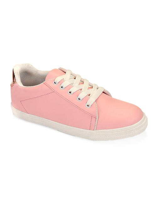 pink faux leather laceup sneakers - 15030747 - Very Small Image - 1