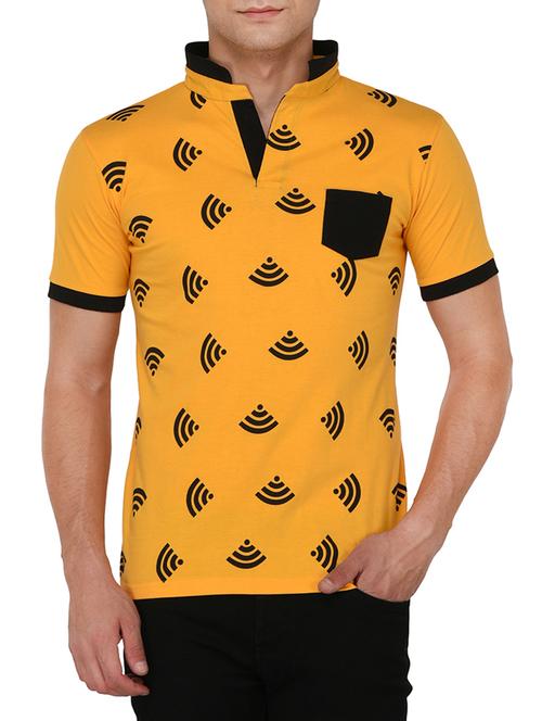 yellow cotton front print tshirt - 15030749 - Very Small Image - 1