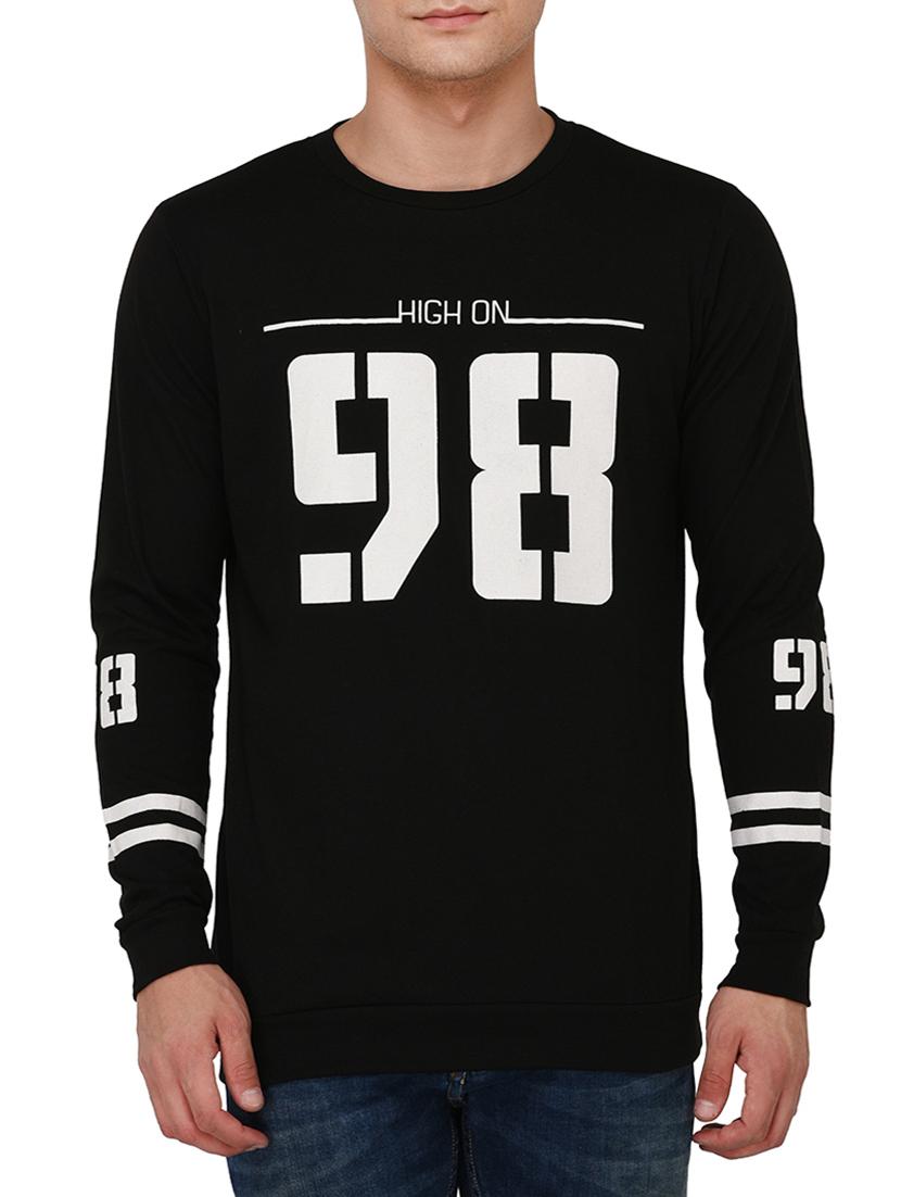 black cotton chest print tshirt - 15030768 - Zoom Image - 1