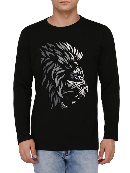 black cotton chest print tshirt - 15030770 - Standard Image - 1