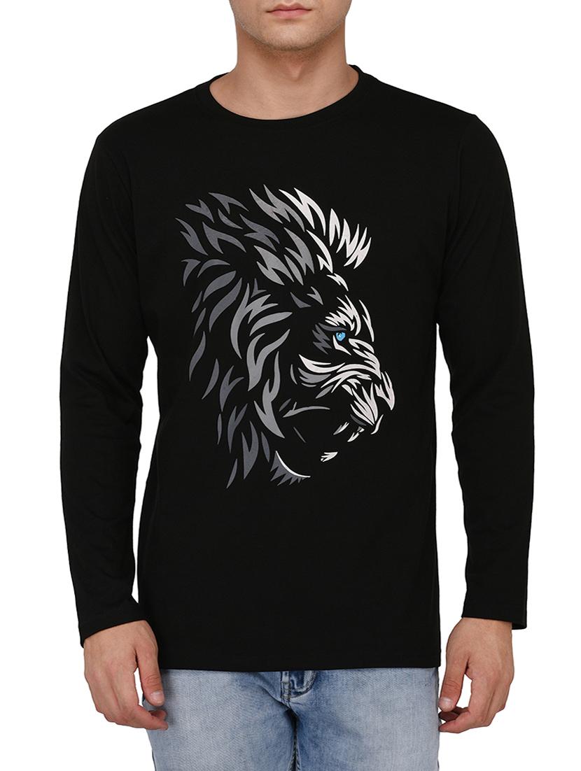 black cotton chest print tshirt - 15030770 - Zoom Image - 1