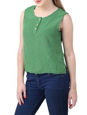 green viscose checkered top - 15030791 - Standard Image - 2