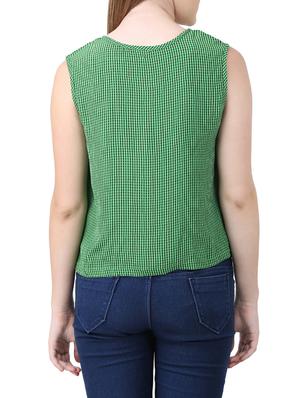 green viscose checkered top - 15030791 - Standard Image - 3
