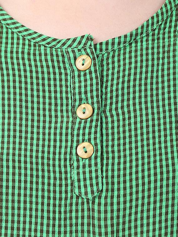 green viscose checkered top - 15030791 - Zoom Image - 4