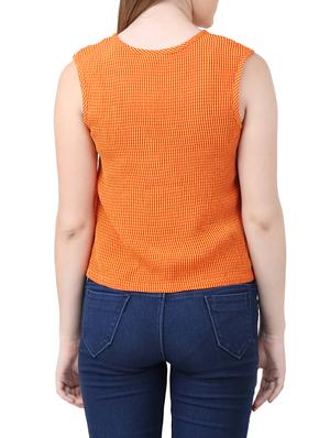 orange viscose checkered top - 15030792 - Standard Image - 3