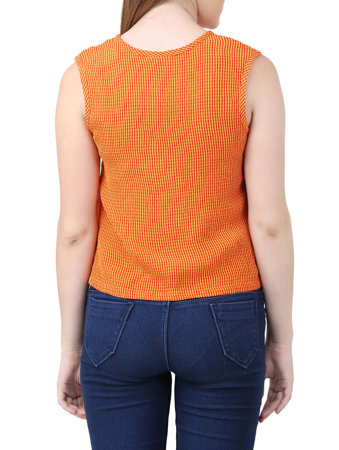 orange viscose checkered top - 15030792 - Zoom Image - 3
