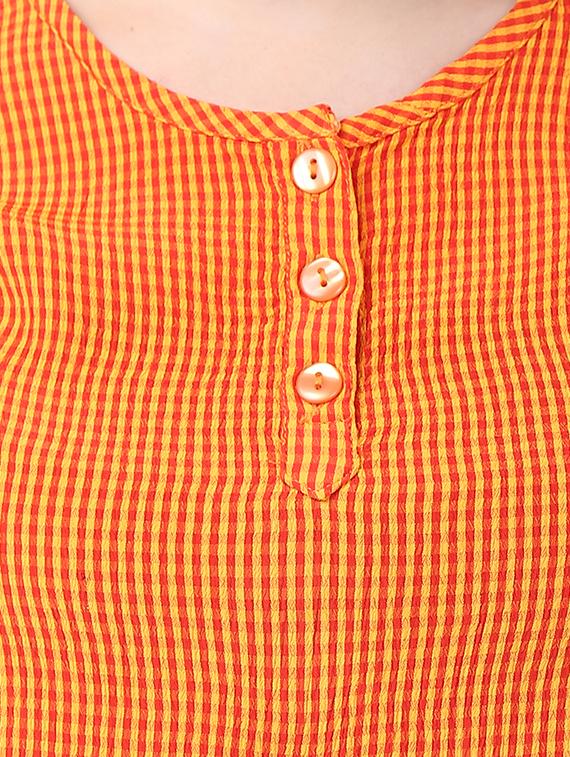 orange viscose checkered top - 15030792 - Zoom Image - 4