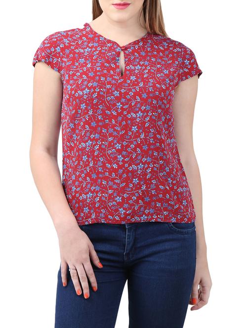 red viscose printed top - 15030796 - Standard Image - 1