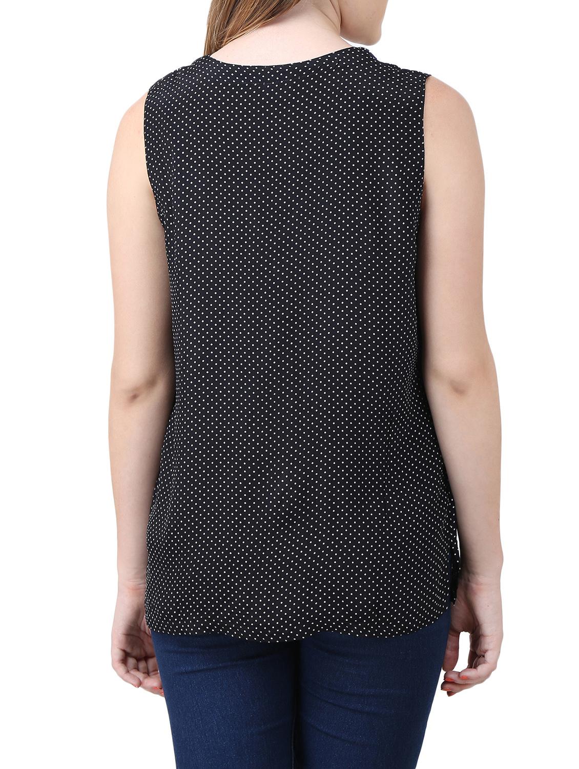 black polka doted sleeveless top - 15030799 - Zoom Image - 3