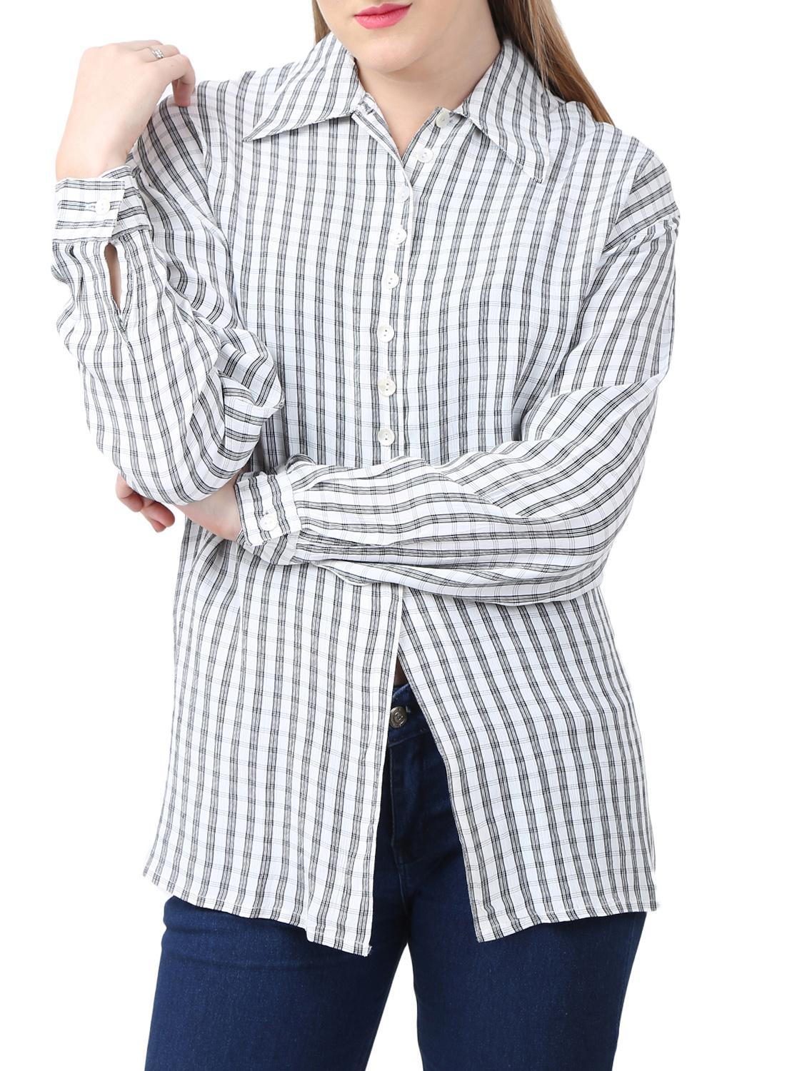white viscose checkered shirt - 15030810 - Zoom Image - 1