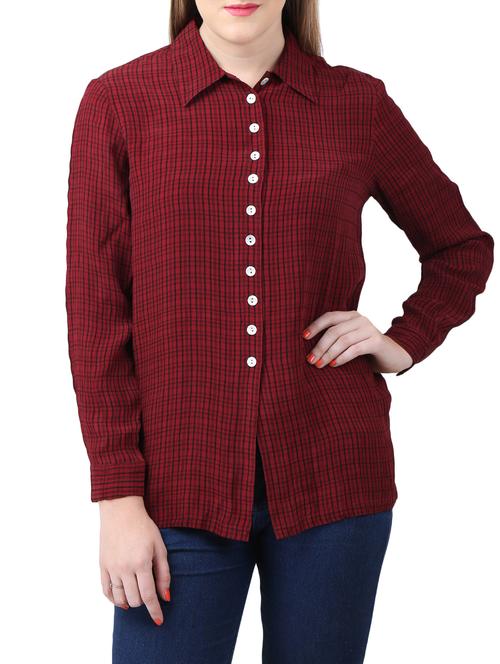 red viscose checkered shirt - 15030814 - Standard Image - 1