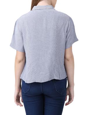 blue viscose checkered shirt - 15030818 - Standard Image - 3