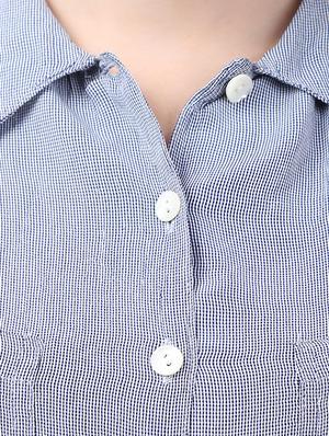 blue viscose checkered shirt - 15030818 - Standard Image - 4