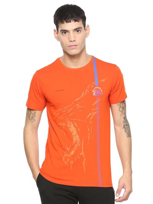 orange cotton blend front print tshirt - 15030849 - Standard Image - 1