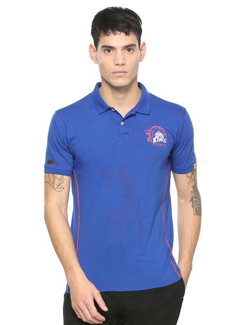 blue cotton blend front print tshirt - 15030856 - Standard Image - 1
