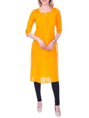 yellow cotton solid kurta - 15030860 - Standard Image - 1