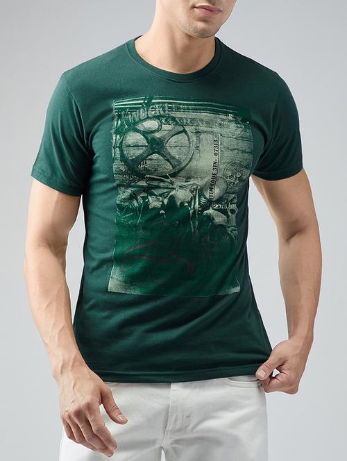 green cotton front print t-shirt - 15030927 - Standard Image - 1