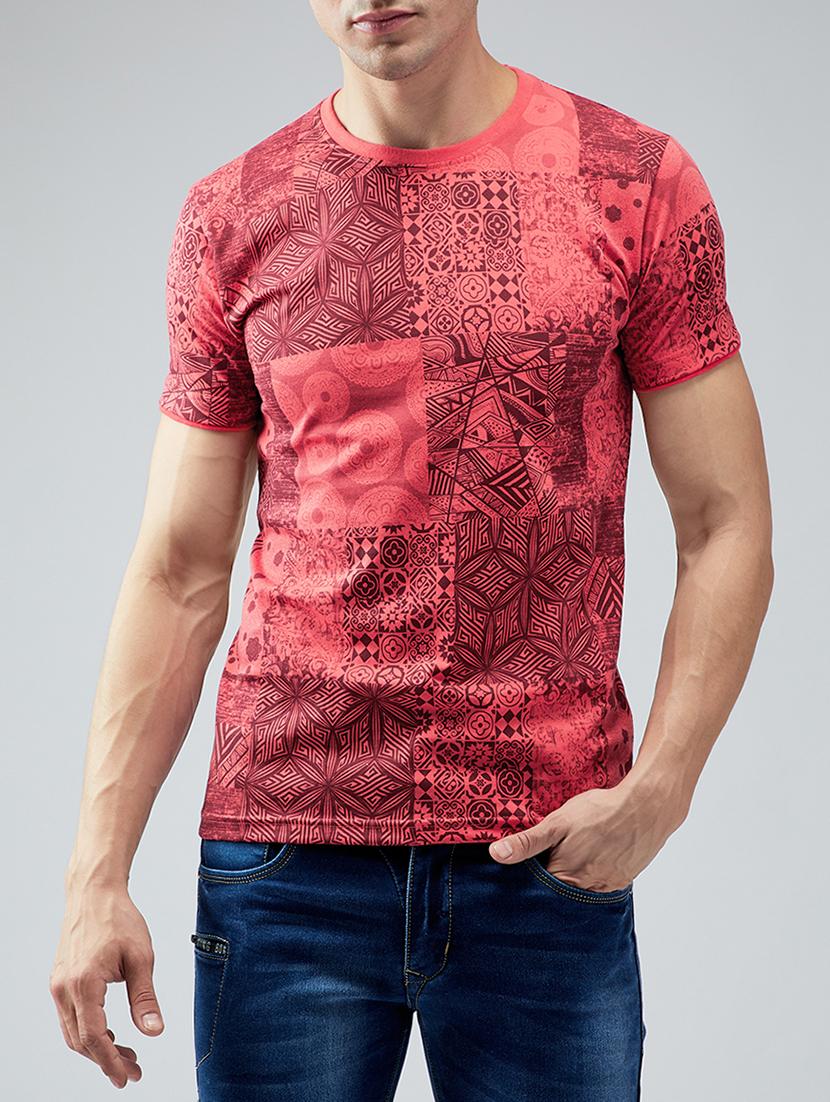 red cotton all over print t-shirt - 15030936 - Zoom Image - 1