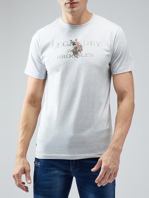 white cotton chest print t-shirt - 15030937 - Standard Image - 1