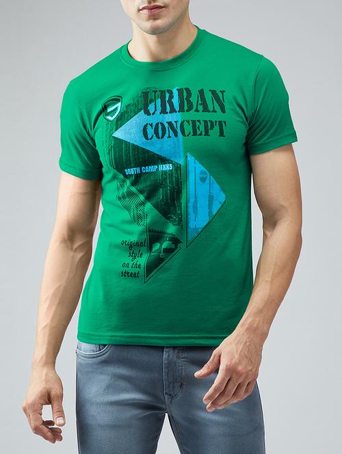 green cotton front print t-shirt - 15030941 - Standard Image - 1