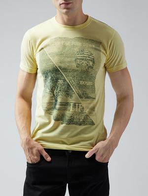 yellow cotton front print t-shirt - 15030945 - Standard Image - 1