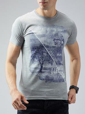 grey cotton front print t-shirt - 15030946 - Standard Image - 1