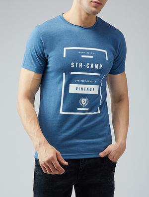 blue cotton chest print t-shirt - 15030948 - Standard Image - 1