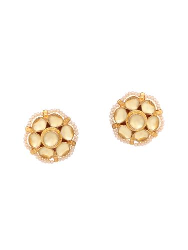 gold metal studs earrings - 15031233 - Very Small Image - 1