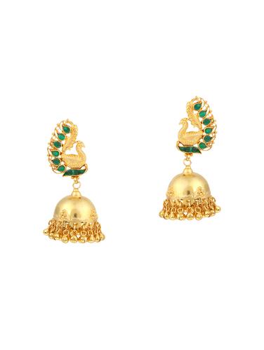 gold metal jhumka earrings - 15031234 - Very Small Image - 1