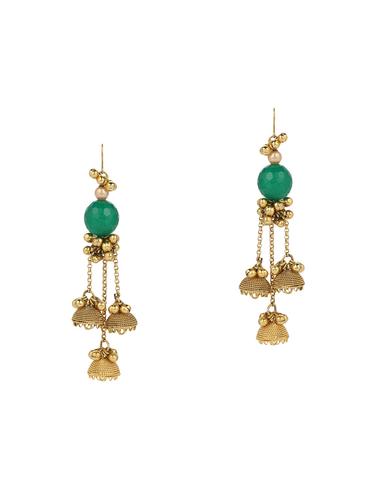gold metal drop earrings - 15031246 - Very Small Image - 1