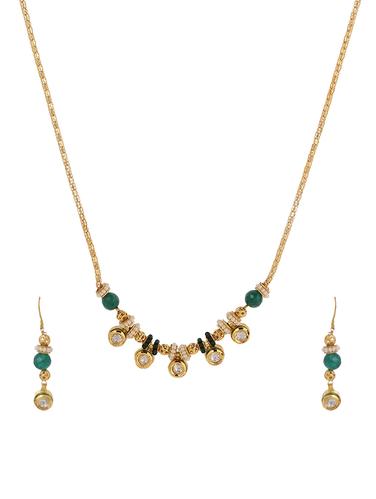 gold metal necklaces and earrings - 15031270 - Very Small Image - 1